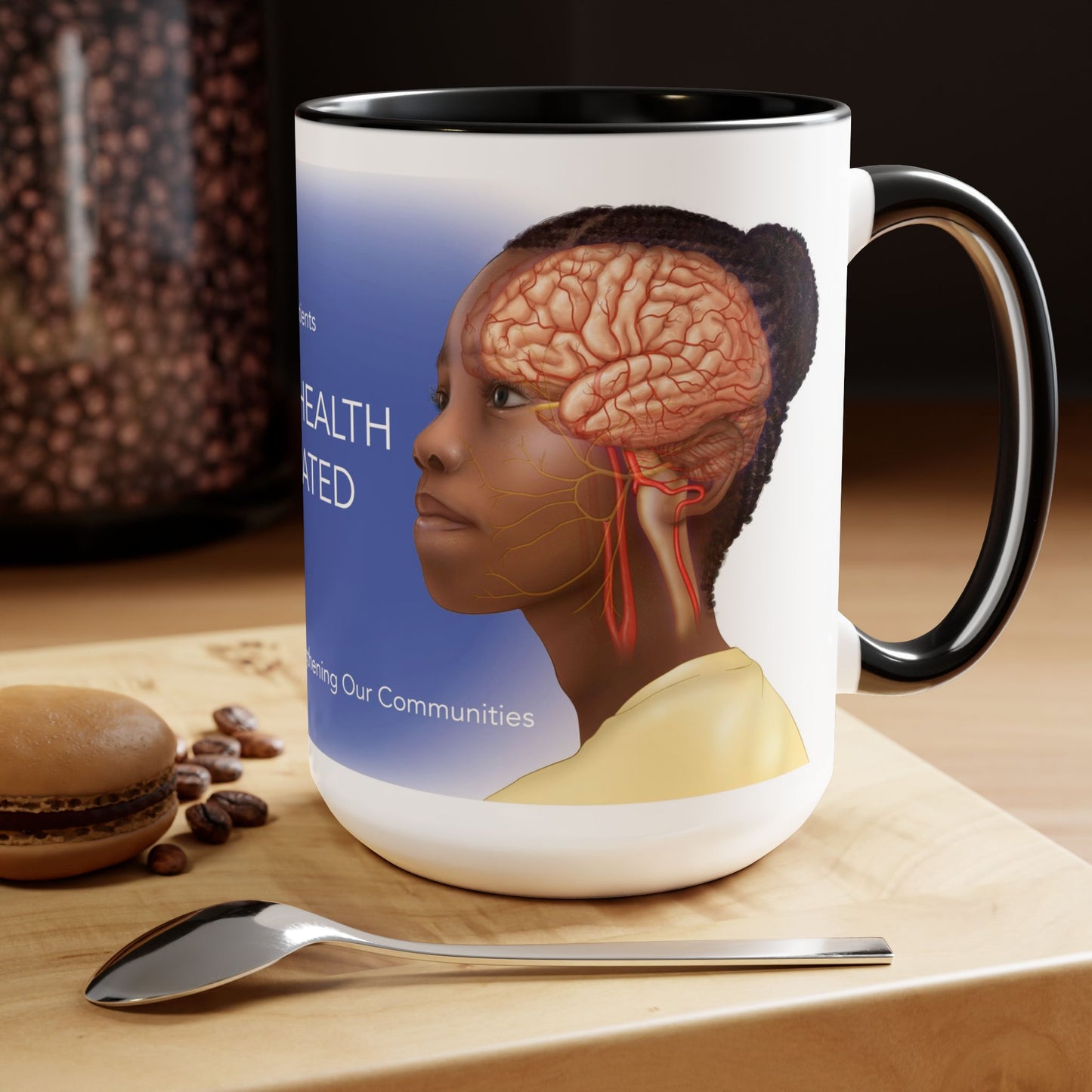 Black Health Illustrated Mug, 15oz