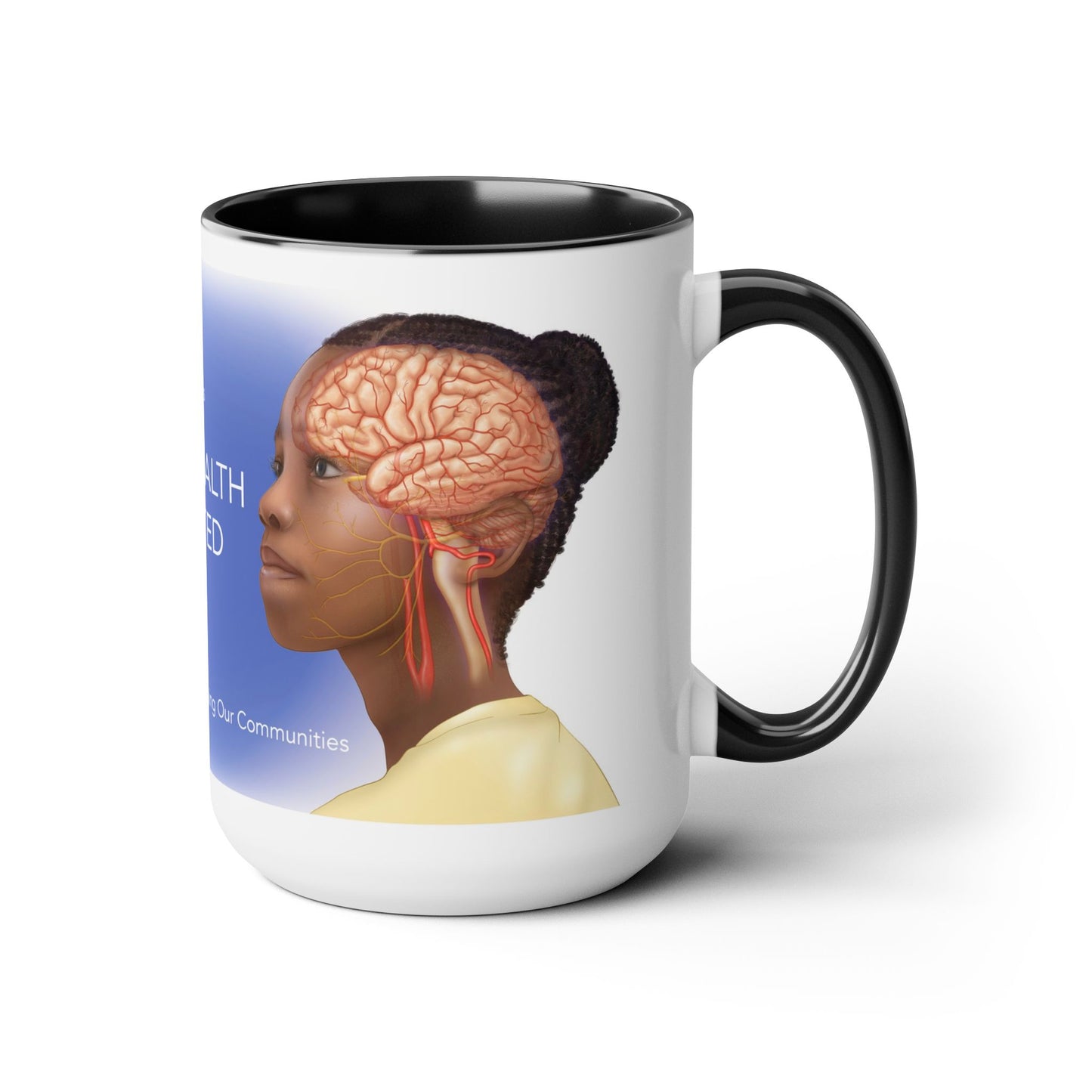 Black Health Illustrated Mug, 15oz