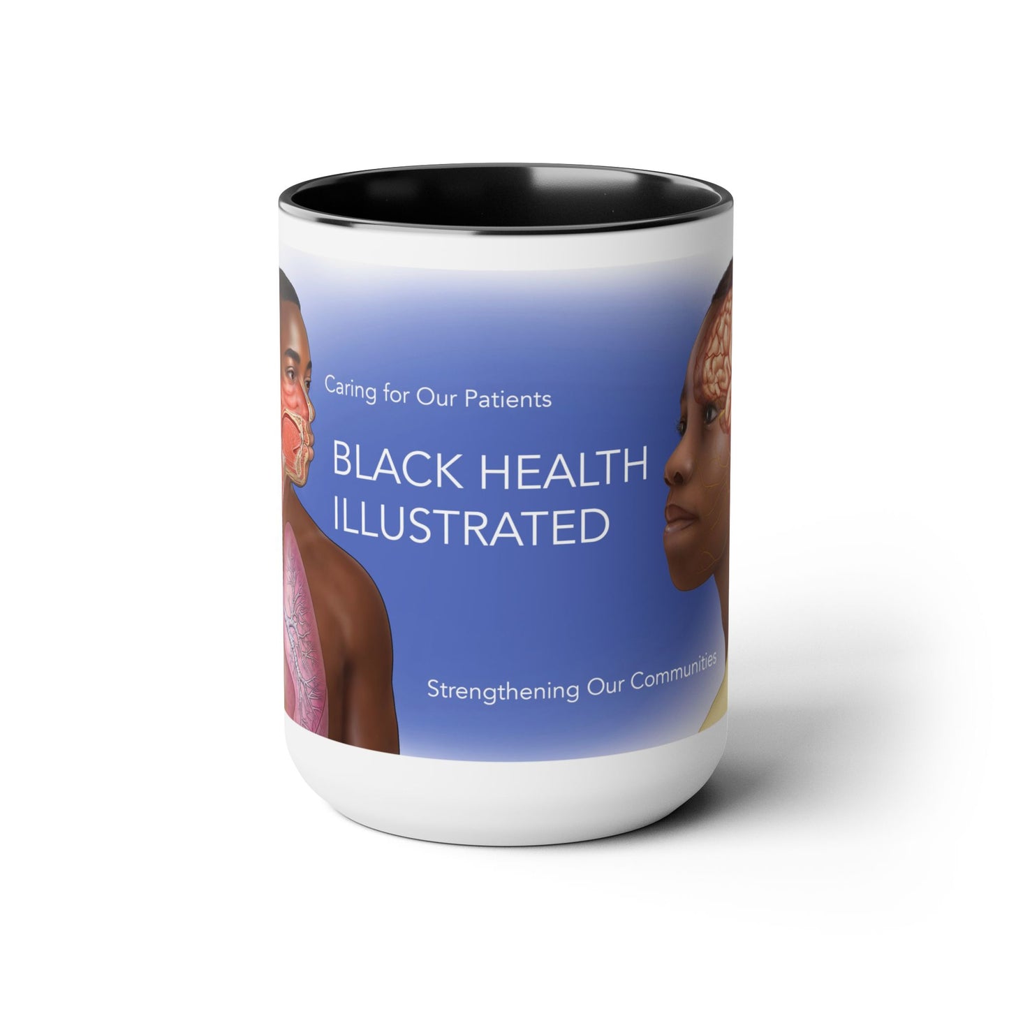 Black Health Illustrated Mug, 15oz