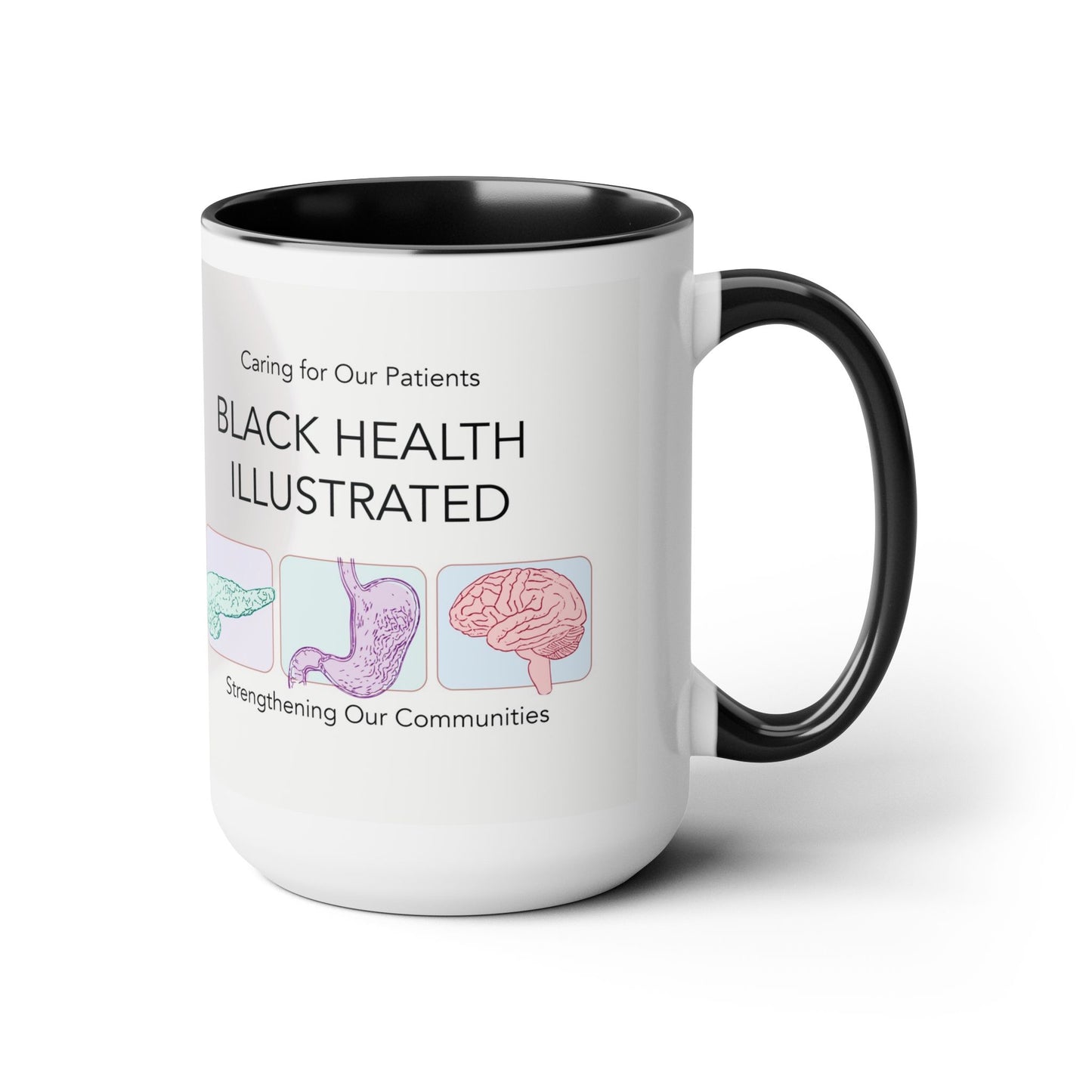 Black Health Illustrated Mug, 15oz